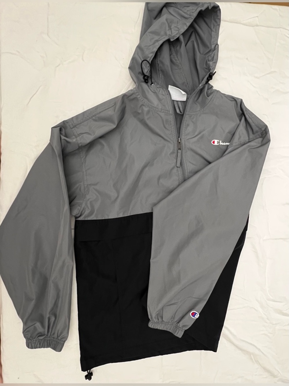 Champion Gray Hooded Windbreaker with Logo